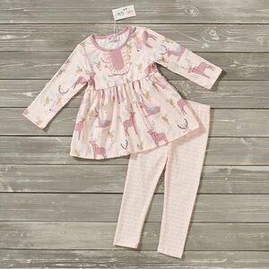 Adorable Pink Deer Print Kids Pajama Set